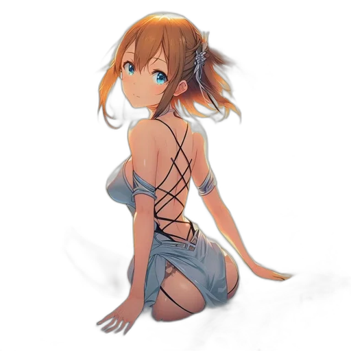 dress, creature, staff, robot, anime, concept art, 3d render, fantasy art transparent PNG cut-out