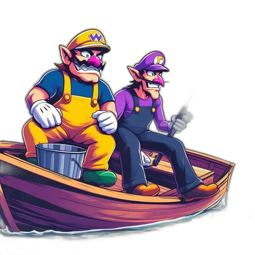 concept art, pixel art, 3d render, fantasy art, two, characters, resembling, mario transparent PNG cut-out