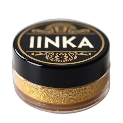 small, round, container, black, lid, golden, label, featuring transparent PNG cut-out