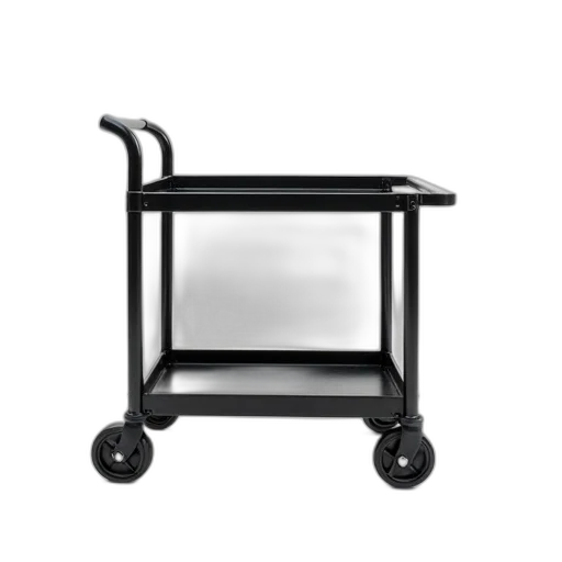 furniture, staff, 3d render, black, white, two-tiered, metal, cart transparent PNG cut-out