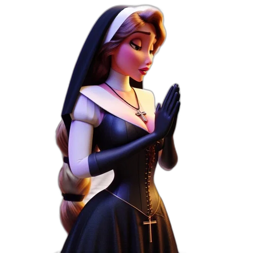 dress, staff, crown, concept art, 3d render, fantasy art, comic book art, dark transparent PNG cut-out