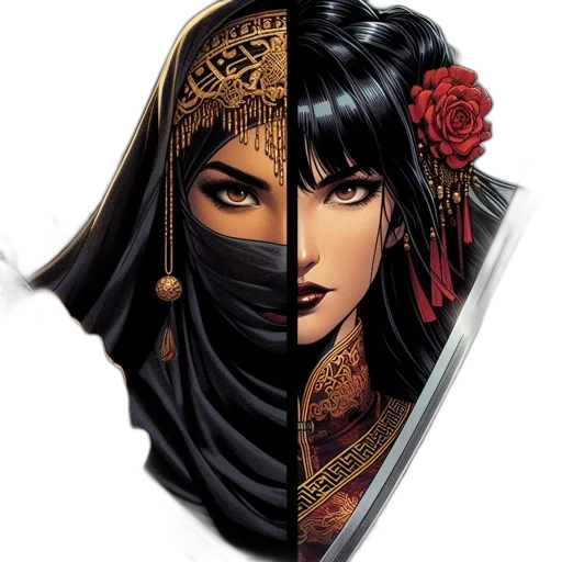 mask, face, comic book art, fantasy art, concept art, pixel art, dark, two transparent PNG cut-out