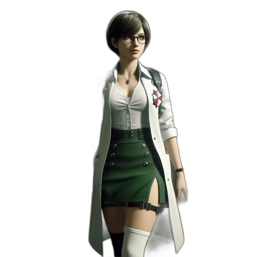 jacket, staff, concept art, 3d render, fantasy art, photorealistic, green, laboratory transparent PNG cut-out