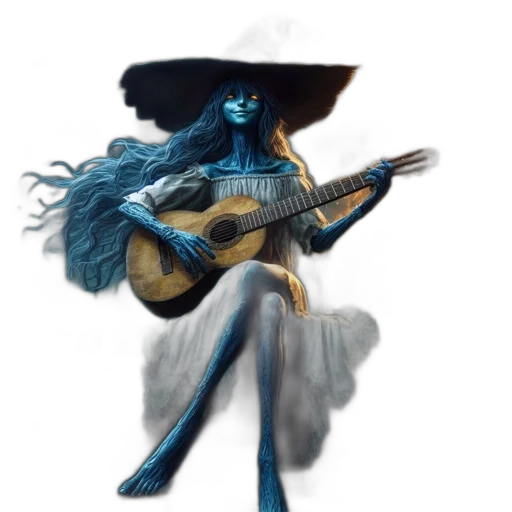 dress, mask, hat, concept art, fantasy art, watercolor, pixel art, blue transparent PNG cut-out