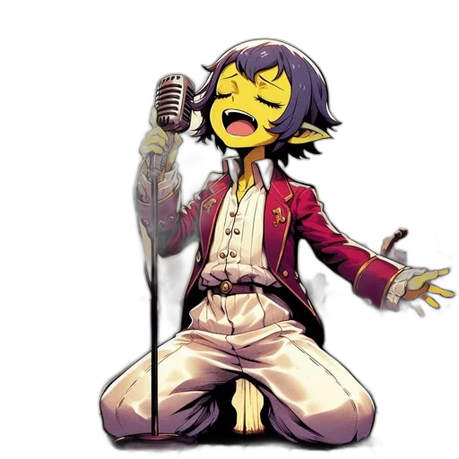 staff, jacket, cartoon, pixel art, concept art, anime, yellow-skinned, character transparent PNG cut-out