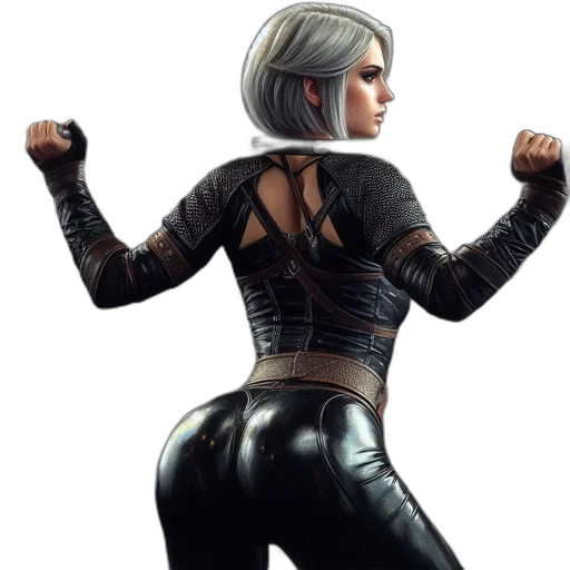 jacket, weapon, concept art, cyberpunk, 3d render, comic book art, female, athlete transparent PNG cut-out