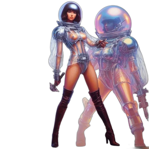 robot, concept art, 3d render, cyberpunk, fantasy art, outer space, illustrated, character transparent PNG cut-out