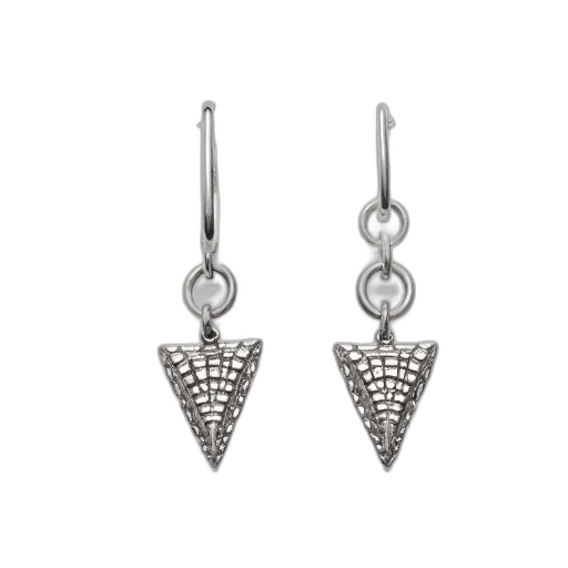 jewelry, silver, earring, unique, design, featuring, pointed, triangle transparent PNG cut-out