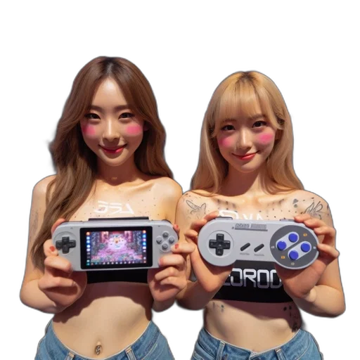robot, pixel art, 3d render, photorealistic, concept art, two, young, women transparent PNG cut-out