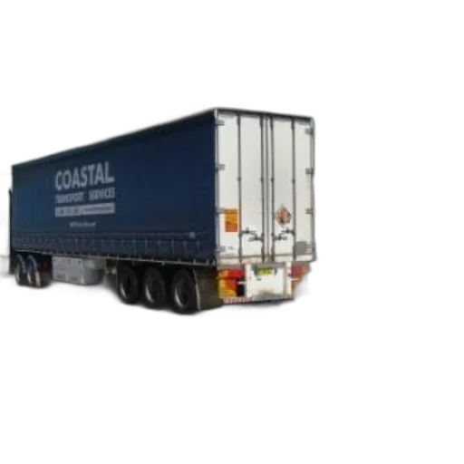 photorealistic, 3d render, large, trailer, truck, coastal, transport, services transparent PNG cut-out