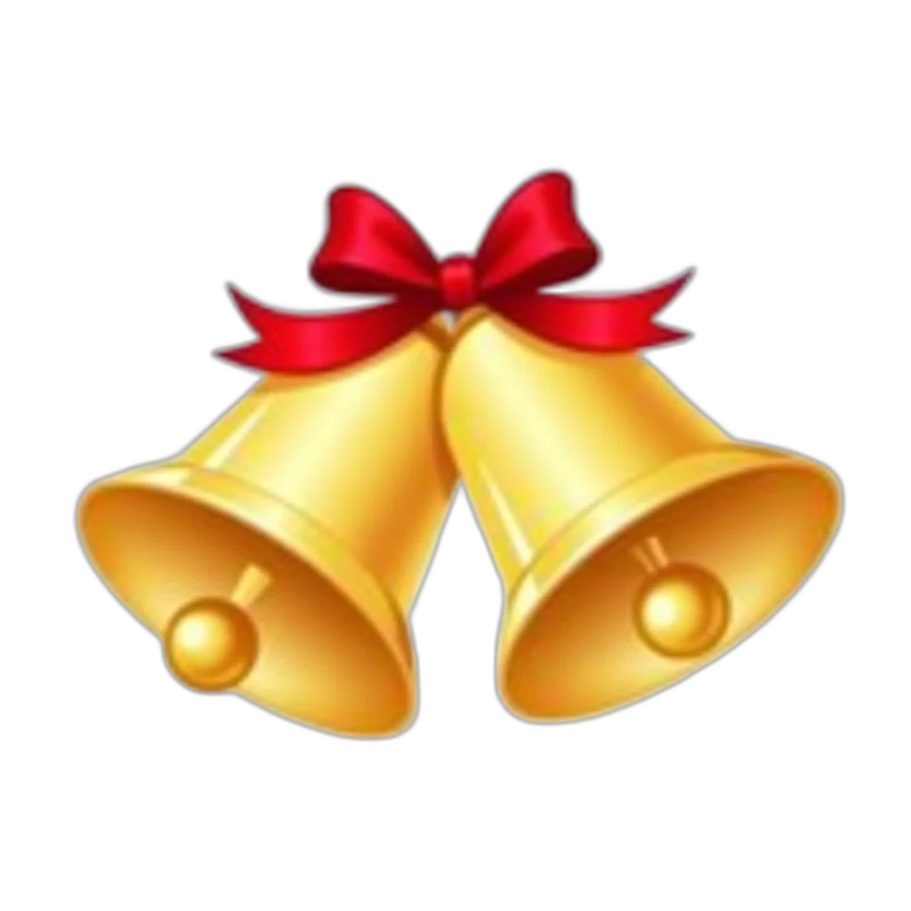 pair, golden, bells, red, ribbons, tied, around, them transparent PNG cut-out