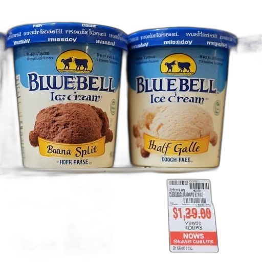 food, blue, variety, bell, ice, cream, flavors, displayed transparent PNG cut-out