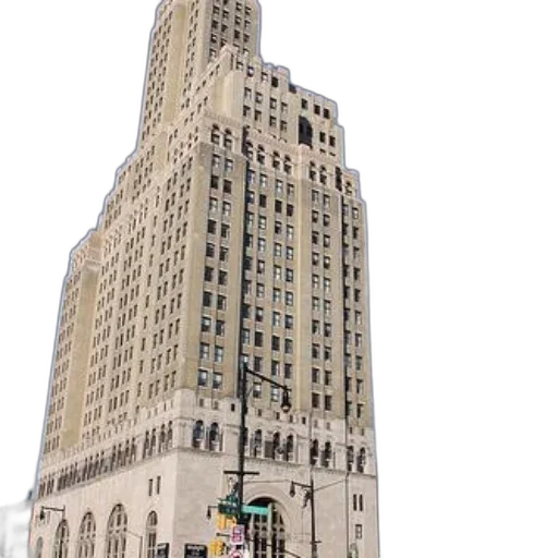 building, city street, tall, ornate, many, windows, against, clear transparent PNG cut-out