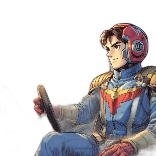jacket, robot, concept art, comic book art, anime, watercolor, outer space, blue transparent PNG cut-out