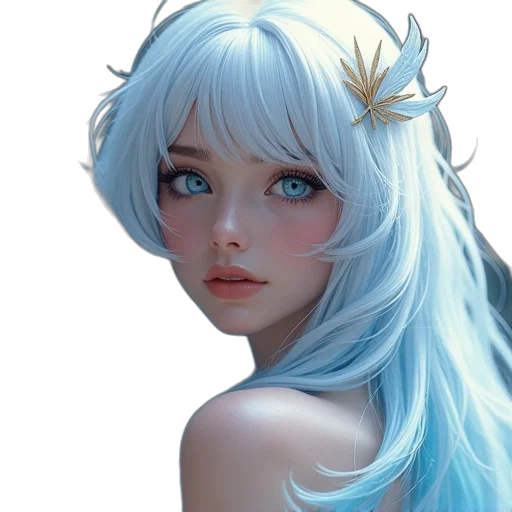 face, crown, dress, flower, fantasy art, anime, concept art, photorealistic transparent PNG cut-out