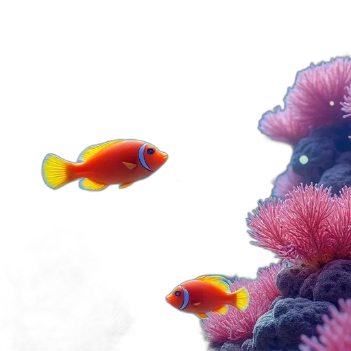 animal, crown, 3d render, photorealistic, concept art, underwater, colorful, neon transparent PNG cut-out