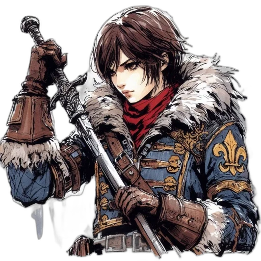 sword, weapon, jacket, staff, fantasy art, concept art, pixel art, comic book art transparent PNG cut-out