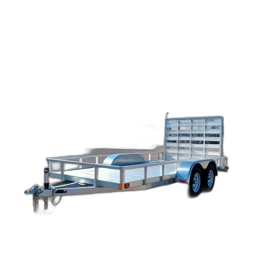 furniture, 3d render, concept art, silver, trailer, parked, gravel, lot transparent PNG cut-out