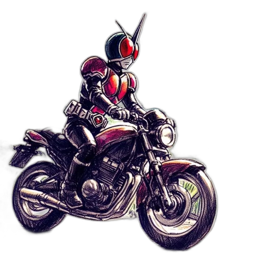 robot, jacket, weapon, concept art, comic book art, pixel art, cartoon, rider transparent PNG cut-out