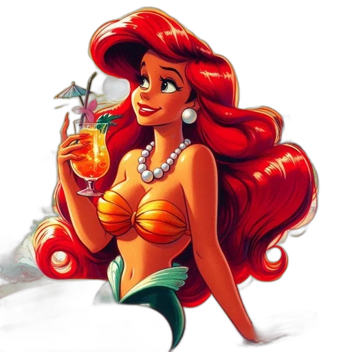 fantasy art, concept art, cartoon, comic book art, underwater, character, vibrant, red transparent PNG cut-out