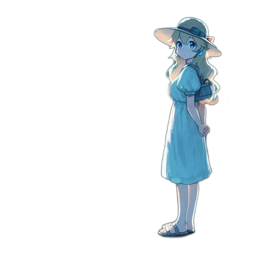 dress, hat, staff, creature, concept art, anime, watercolor, pixel art transparent PNG cut-out