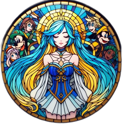 dress, crown, pixel art, anime, fantasy art, concept art, blue, colorful transparent PNG cut-out