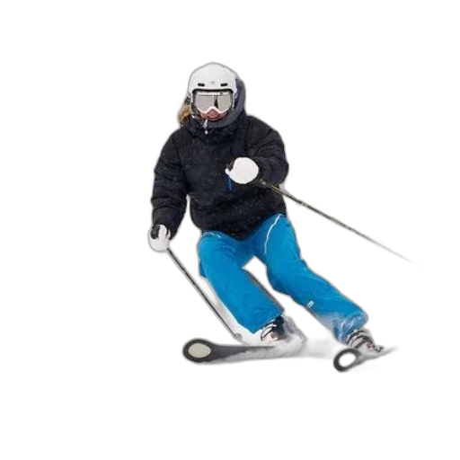 robot, staff, photorealistic, skier, blue, pants, black, jacket transparent PNG cut-out