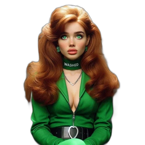 jewelry, hair, dress, comic book art, photorealistic, concept art, fantasy art, green transparent PNG cut-out