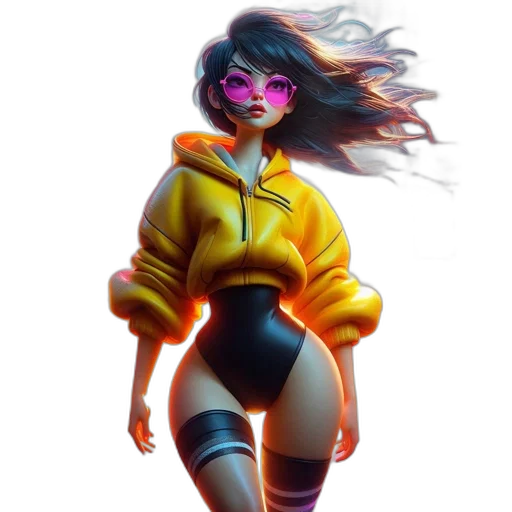 jacket, concept art, fantasy art, cyberpunk, comic book art, neon lights, neon, colorful transparent PNG cut-out