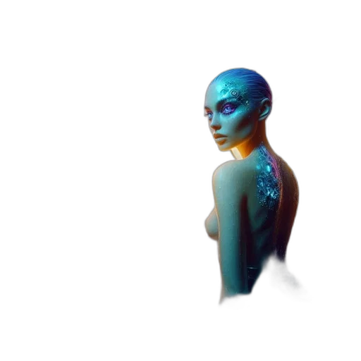 robot, mask, jewelry, creature, concept art, 3d render, vaporwave, cyberpunk transparent PNG cut-out