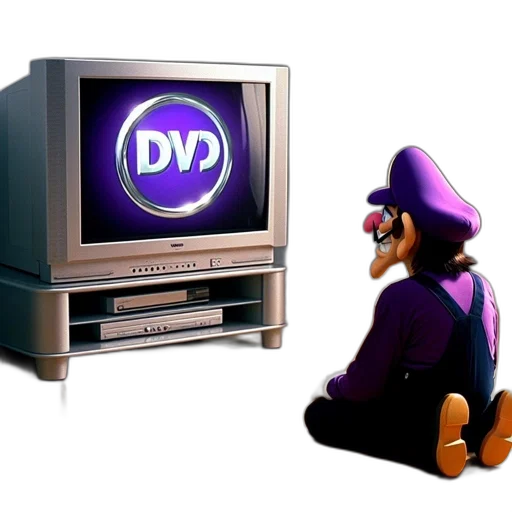 furniture, 3d render, waluigi, sits, floor, room, gray, wall transparent PNG cut-out