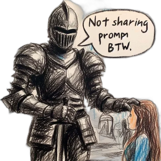 sword, robot, concept art, fantasy art, comic book art, humorous, medieval, scene transparent PNG cut-out