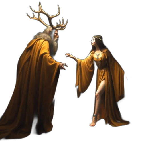 crown, creature, staff, concept art, fantasy art, 3d render, pixel art, forest transparent PNG cut-out