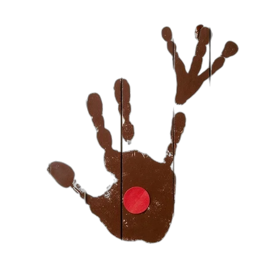 staff, 3d render, handprint, reindeer, wood, plank, surface, polka transparent PNG cut-out