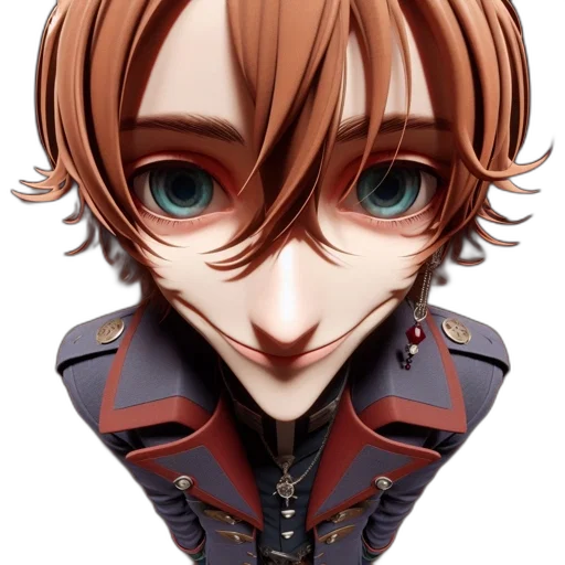 face, mask, robot, jacket, anime, concept art, 3d render, photorealistic transparent PNG cut-out