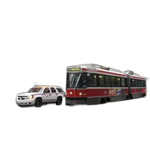 car, 3d render, photorealistic, concept art, city street, red, streetcar, passing transparent PNG cut-out