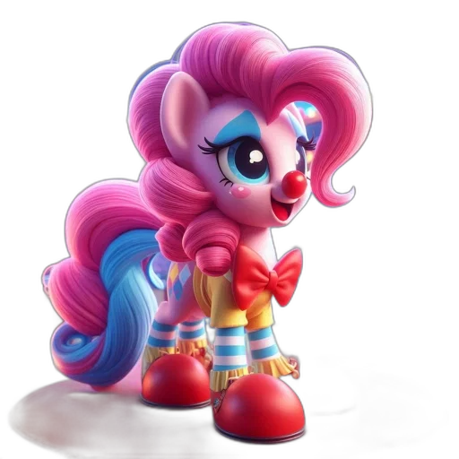 3d render, concept art, fantasy art, cartoon, pony-like, creature, clown, attributes transparent PNG cut-out