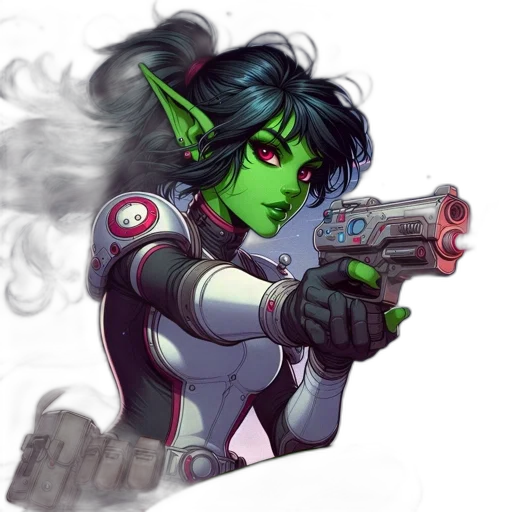weapon, staff, concept art, fantasy art, pixel art, cyberpunk, green, alien-like transparent PNG cut-out
