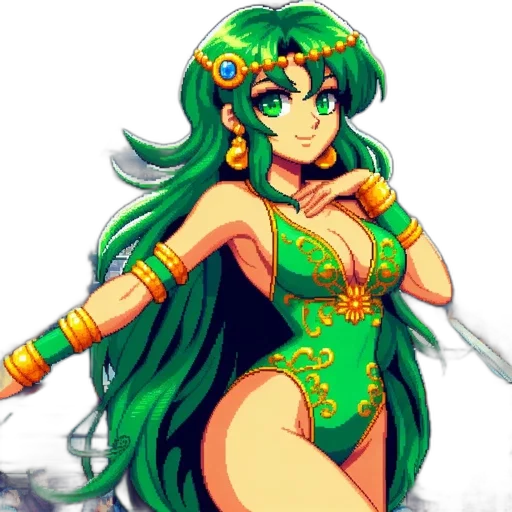 staff, weapon, pixel art, fantasy art, anime, concept art, green, animated transparent PNG cut-out