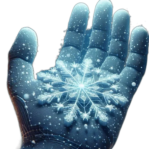 umbrella, jacket, 3d render, photorealistic, snow, digital, hand, holds transparent PNG cut-out