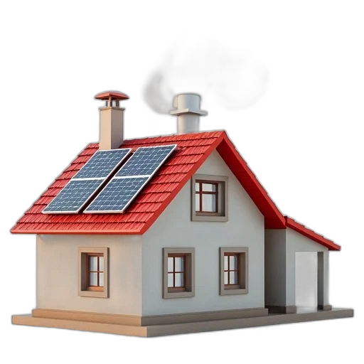 3d render, house, solar, panels transparent PNG cut-out