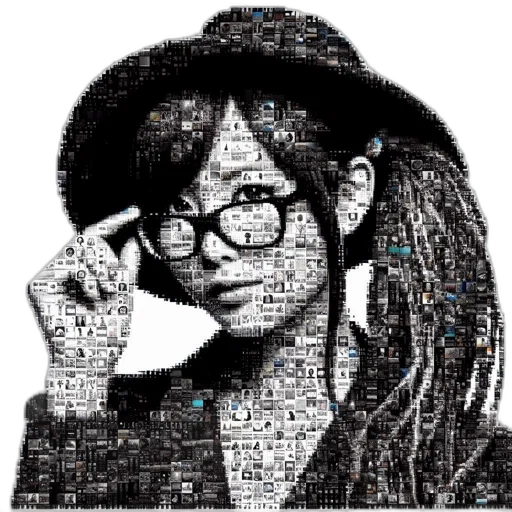 hat, face, robot, jewelry, pixel art, anime, cartoon, cyberpunk transparent PNG cut-out