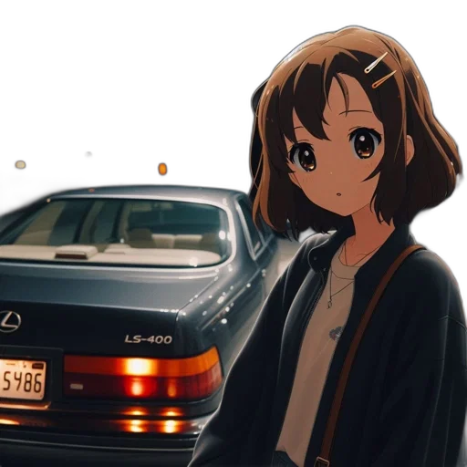 car, jacket, weapon, dress, anime, vaporwave, photorealistic, pixel art transparent PNG cut-out