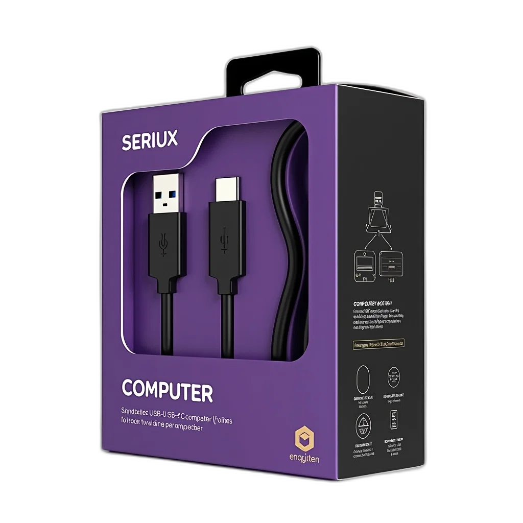 cyberpunk, computer, usb, cable, packaged, purple, black, box transparent PNG cut-out