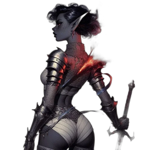 staff, weapon, sword, dress, concept art, fantasy art, cyberpunk, comic book art transparent PNG cut-out