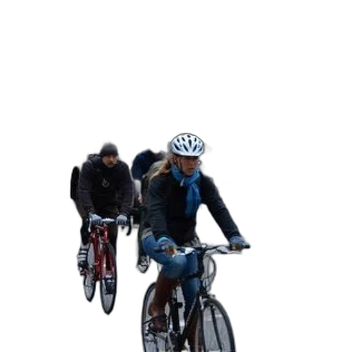 jacket, busy, city, street, trolley, bus, cyclists, pedestrians transparent PNG cut-out