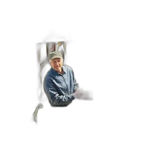 hat, staff, umbrella, jacket, photorealistic, pixel art, 3d render, man transparent PNG cut-out