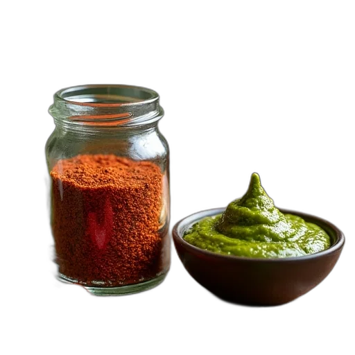 food, bottle, green, glass, jar, chili, seasoning, next transparent PNG cut-out