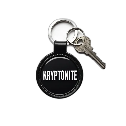 black, white, coiled, keychain, word, kryptonite, written, background transparent PNG cut-out