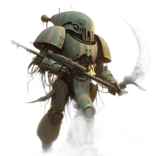 robot, weapon, creature, staff, concept art, fantasy art, 3d render, cyberpunk transparent PNG cut-out
